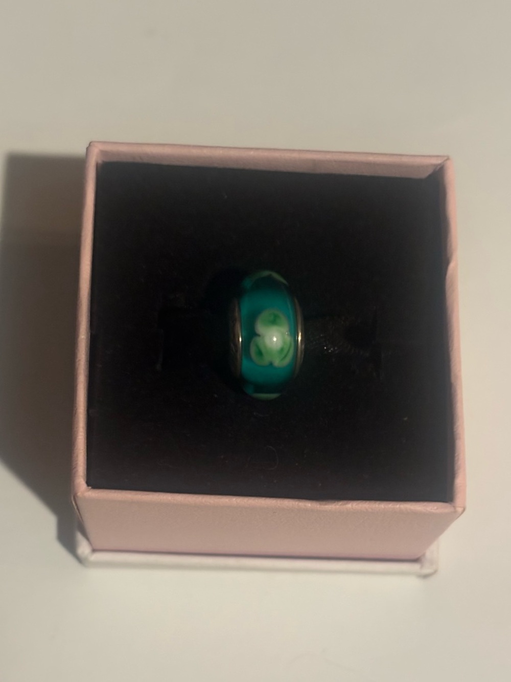 Authentic Pandora Retired Silver Teal Green Wild Flowers Murano Glass 790654
